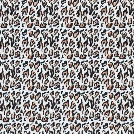 wit (off white) bruin perzik luipaard print - digitaal tricot
