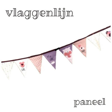 vlaggenlijn paneel @kickenstoffen roze-lila