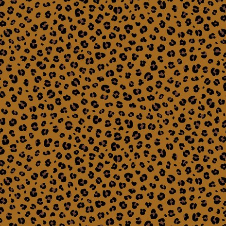 camelcognac bruin zwart luipaard rondjes - biologische tricot