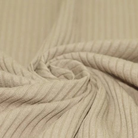 beige taupe katoenen Brede Baby rib tricot SOFT