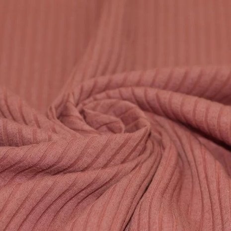 roze-terracotta katoenen Brede Baby rib tricot SOFT