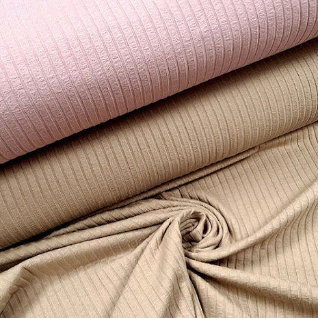 brede rib tricot SOFT @Beebsstofjes oud roze licht en beige taupe