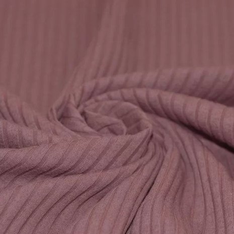 mauve (oud) katoenen BREDE Baby rib tricot SOFT