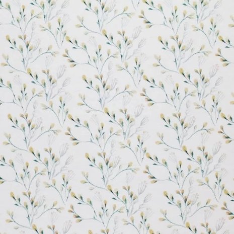 wit (off white) camel mint (zee groen) Lente wilgen takjes digitaal poplin