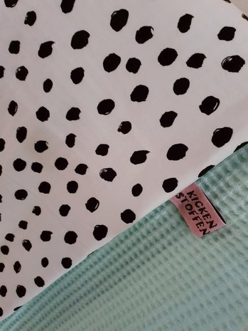 mint groen wafel met painted dots tricot jursie (2)