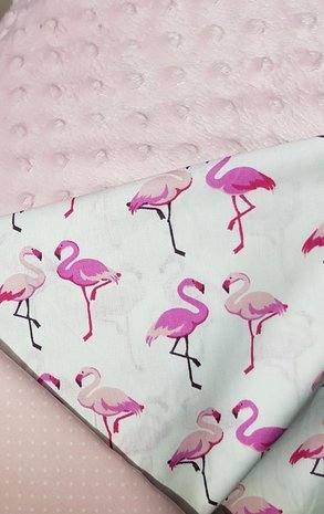 minky badstof flamingo swessie met licht roze