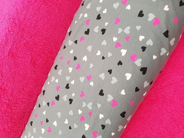 tricot hartjes met roze badstof 