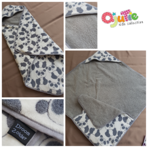 wikkeldoek panda fleece met badstof licht grijs