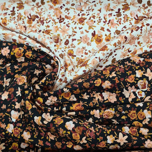 wit en zwart -- camel nude perzik bruin bloemen digitaal - biologische tricot