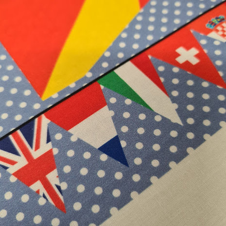 groen geel oranje rood wit blauw Europa EK voetbal vlaggenlijn katoenen paneel stof 18-36 vlaggetjes.mini voorbeeld...