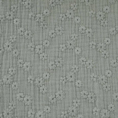 broderie hydrofiel dichte bloemen groen