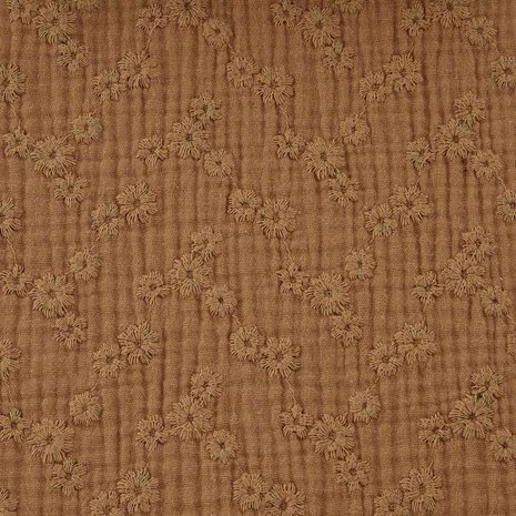 broderie hydrofiel dichte bloemen camel