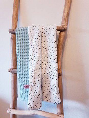 grove wafel vintage  groen met witte flanel plusjes