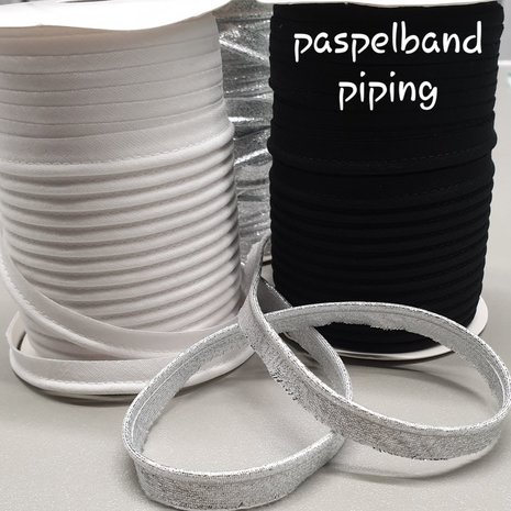 rol 25mtr - wit katoen paspelband - piping 1cm