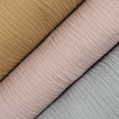 camel dusty pink licht grijs hydrofiel uni