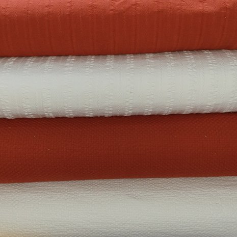 gewafelde unitkatoen en twil terracotta en off white (4)