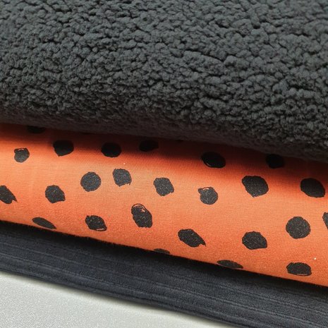 roest painted dots met zwarte rib en babyteddy