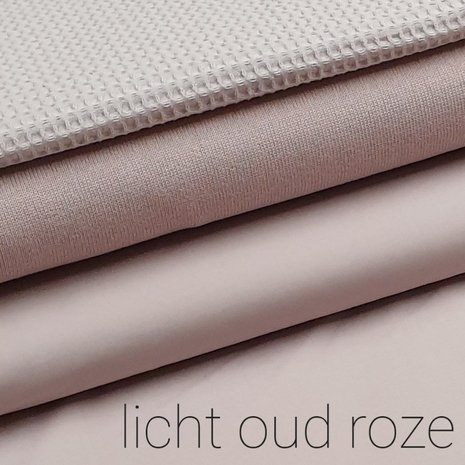 oud roze poplin, fijn gebreid en wafel licht oud roze