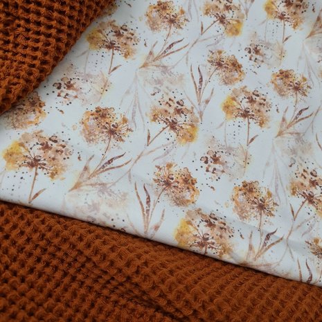 gewassen wafel cognac met digitale paardenbloempluis tricot BEEBS