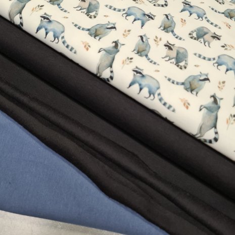 wasbeertjes digitale tricot met biologische french terry jeans blauw en zwart BEEBS