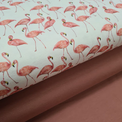 flamingo en roze-terracotta uni tricot BEEBS