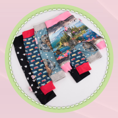 SET DEAL: 50cm blauw denim look digitale tricot & patroon harembroekje (maat 50-74)