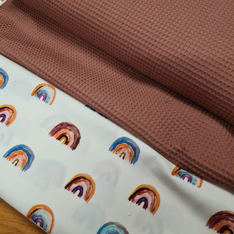 roze terracotta wafel met regenboog poplin digitaal BEEBS