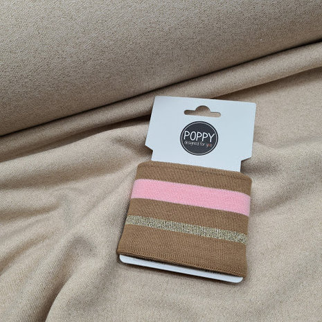 beige (champagne) gouden glitters uni baby jogging - french terry