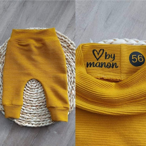 baby rib BEEBS mosterd oker - maatlabels made by manon