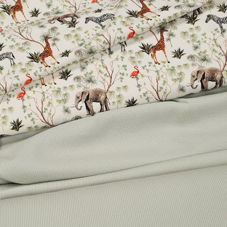 flamingo olifant zebra giraf Jungle dieren- met pastel vintage mint rib tricot @beebsstofjes