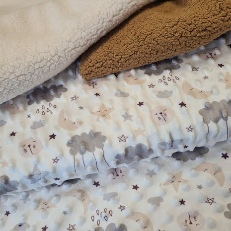 wolken minky noppenfleece met natural en camel baby teddy @BEEBS