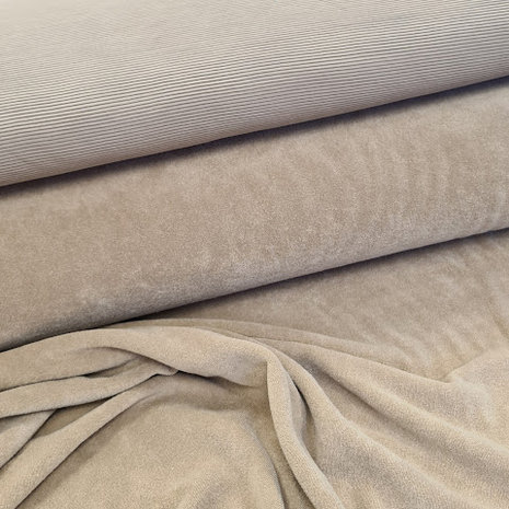 beige taupe ottoman rib met strechtbadstof BEEBSstofjes @kickenstoffen