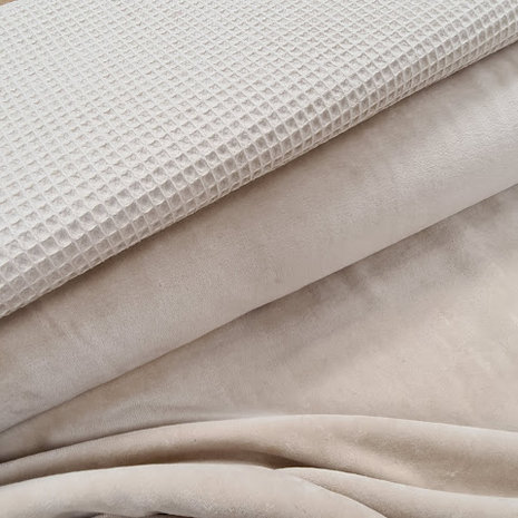 kiezel-natural katoenen velvet met natural wafel katoen @kickenstoffen