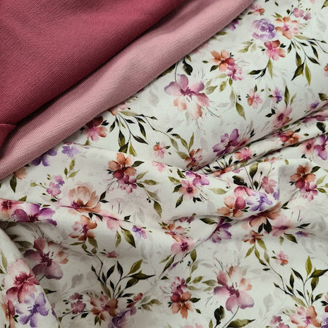 Pioen bloemen - digitale tricot - digitale tricot met oud roze - framboos @beebsstofjes