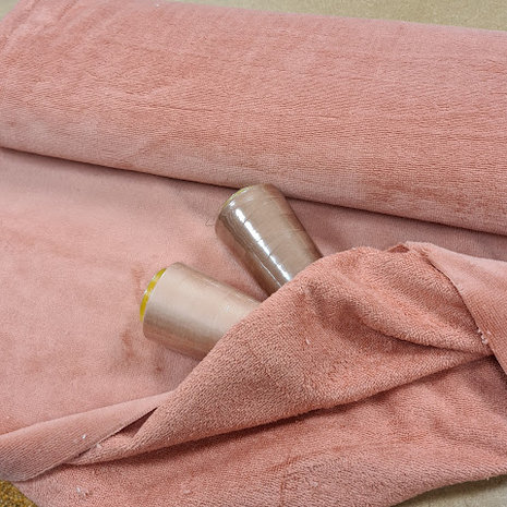 lockgaren roze-terracotta en nude roze met bamboe katoen fleece terracotta licht