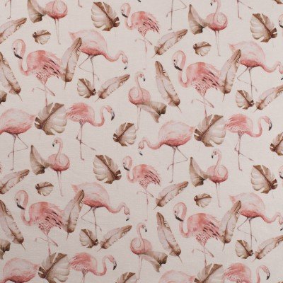 wit (off white) roze-terracotta nude flamingo monstera bladeren aquarel digitale - biologische tricot