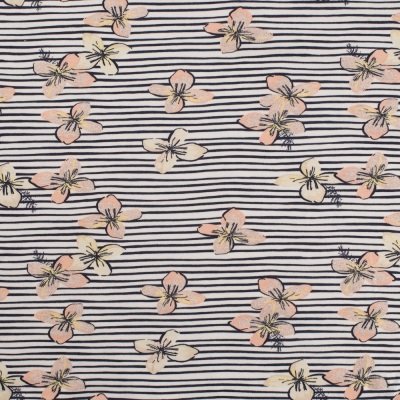 wit donker blauw strepen roze (poeder) glitter bloemen - tricot @kickenstoffen