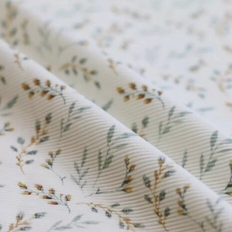 wit (off white) camel mint (zee groen) wilgen takjes digitaal fijne katoenen Baby Ottoman RIB tricot