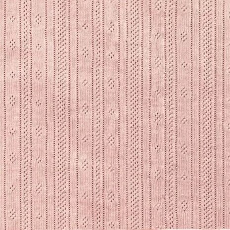 roze (nude) katoenen Pointelle (strepen) tricot @kickenstoffen