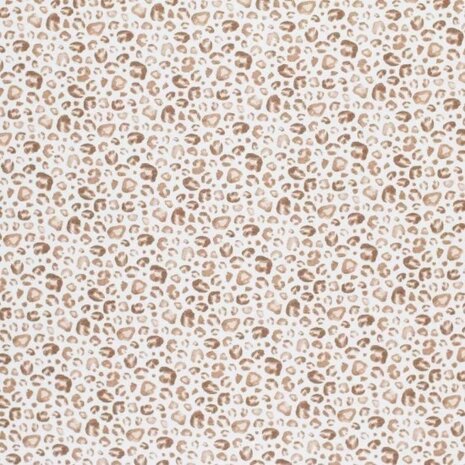 wit (off white) bruin perzik zwart luipaard print - digitaal tricot