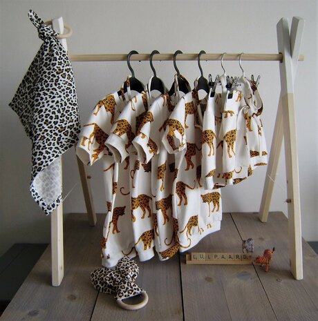 luipaard hydrofiel tutteldoekje met shirtjes luipaard digitale tricot @kickenstoffen