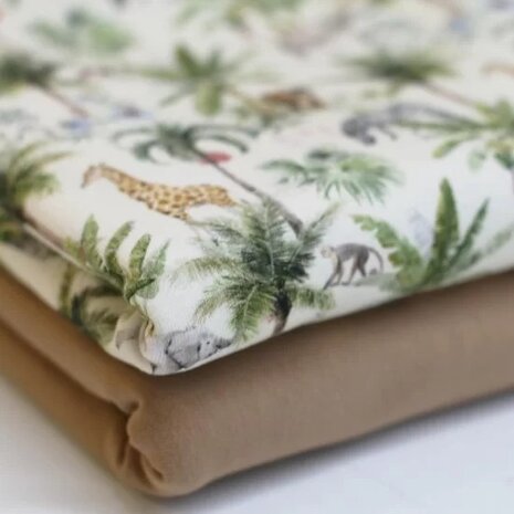 beige safari park digitale tricot met uni tricot cacao @beebsstofjes