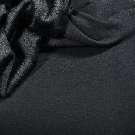 zwart uni alpenfleece - knuffelsweat @kickenstoffen