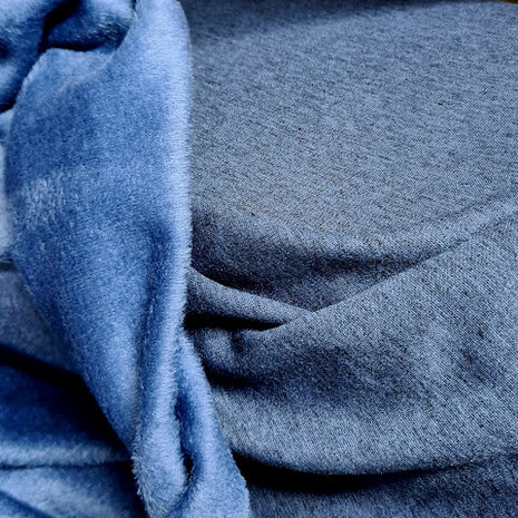 blauw uni alpenfleece - knuffelsweat @kickenstoffen