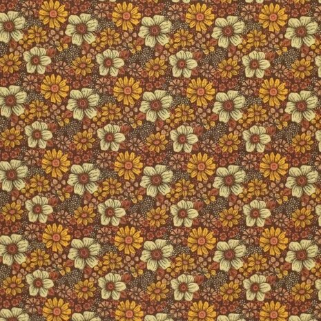  BEEBS stofjes Aardse Bloemen - digitaal tricot @kickenstoffen