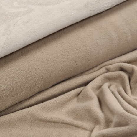 @kickenstoffen beige taupe katoenen fleece - bamboe katoen fleece Fleece beige