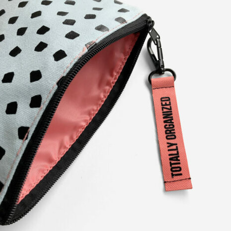 Etui tasje mint stippenprint bij sewingplanner @kickenstoffen.nl