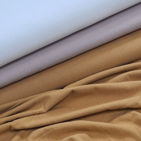 BEEBSstofjes gewassen katoen off white - taupe - camel @kickenstoffen