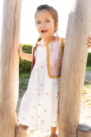 zwierige kinderjurk met gilet Poppy magazine 20 @kickenstoffen
