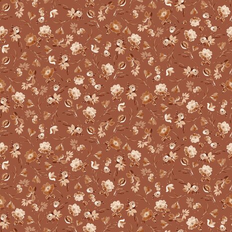 perzik cacao bloemen digitaal - tricot @kickenstoffen